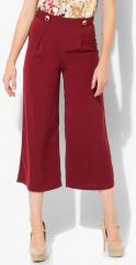 Kazo Maroon Solid Regular Fit Palazzos women