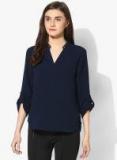 Kazo Navy Blue Solid Blouse Women