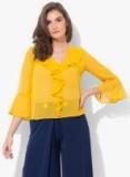 Kazo Yellow Solid Blouse Women