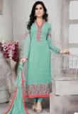 Khushali Fashion Green Embroidered Dress Material Women