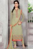 Khushali Fashion Olive Embroidered Dress Material Women