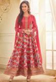 Khushali Fashion Red Embroidered Dress Material Women