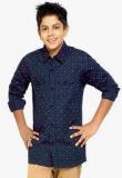 Kick Start Navy Blue Casual Shirt Boys