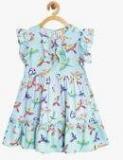 Kids On Board Blue Printed Casual Dress girls