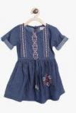 Kids On Board Blue Self Design Casual Dress girls