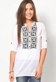 Kira 3/4th Sleeve Embroidered White Tunic women