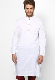 Kira Solid White Regular Fit Kurta Men