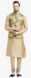 Kisah Beige Solid Kurta Pyjama With Ethnic Jacket Men