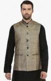 Kisah Beige Woven Nehru Jacket Men