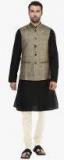 Kisah Charcoal Solid Kurta Set Men