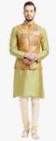 Kisah Green Solid Kurta Pyjama With Ethnic Jacket Men