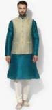 Kisah Light Blue Solid Kurta Pyjama With Jacket men