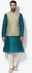 Kisah Light Blue Solid Kurta Pyjama With Jacket men