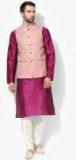 Kisah Magenta Solid Kurta Pyjama With Ethnic Jacket Men