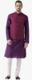 Kisah Purple Solid Kurta Pyjama With Ethnic Jacket Men