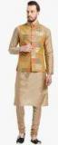 Kisah Taupe Solid Kurta Pyjama With Ethnic Jacket Men