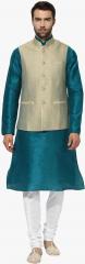 Kisah Teal Solid Kurta Set men