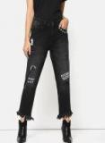 Kook N Keech Disney Black Slim Fit Mid Rise Mildly Distressed Stretchable Jeans Women