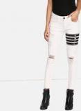 Kook N Keech Disney White Skinny Fit Mid Rise Mildly Distressed Stretchable Jeans Women