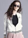 Kook N Keech White Printed Sweat Jacket Women