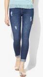 Kraus Jeans Blue Skinny Fit Mid Rise Low Distress Jeans Women