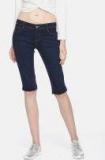 Kraus Jeans Blue Solid Regular Fit Capri Women