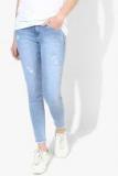 Kraus Jeans Blue Super Skinny Fit Mid Rise Mildly Distressed Jeans Women