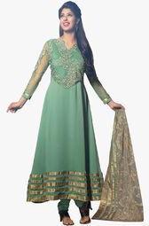 Krizel Green Embellished Dress Material women