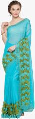 Kvsfab Blue Embellished Saree women