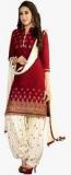 Kvsfab Maroon Embroidered Dress Material women