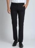 La Loft Black Regular Fit Solid Formal Trousers Men