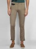 La Loft Olive Brown Regular Fit Solid Formal Trousers Men