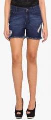 La Stella Blue Solid Shorts women