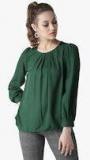 La Zoire Green Solid Regular Top women