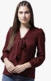 La Zoire Maroon Solid Top Women