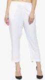 Laabha Off White Solid Coloured Pant Women