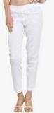 Laabha White Solid Regular Fit Coloured Pants Women