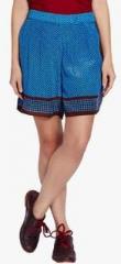 Label Ritu Kumar Aqua Blue Printed Shorts women