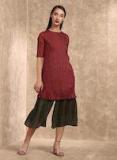 Label Ritu Kumar Burgundy Solid Tunic Women