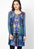 Label Ritu Kumar Satin Blue Printed Tunic Women