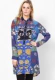 Label Ritu Kumar Viscose Blend Blue Printed Tunic Women