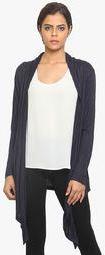 Label Vr Navy Blue Solid Shrug Women