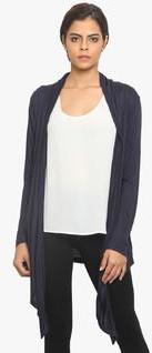 Label Vr Navy Blue Solid Shrug women