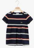 Lacoste Multi Striped Round Neck T Shirt Girls