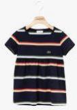 Lacoste Multi Striped Scoop Neck T Shirt Girls