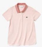 Lacoste Pink Solid Polo Collar T Shirt Girls