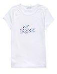 Lacoste White Printed Polo T Shirt Girls