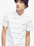 Lacoste White Slim Fit Striped Casual Shirt Men