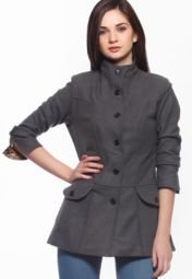 Ladybug Grey Solids Summer Jacket Women