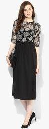 Lara Karen Black Printed Long Dress Women